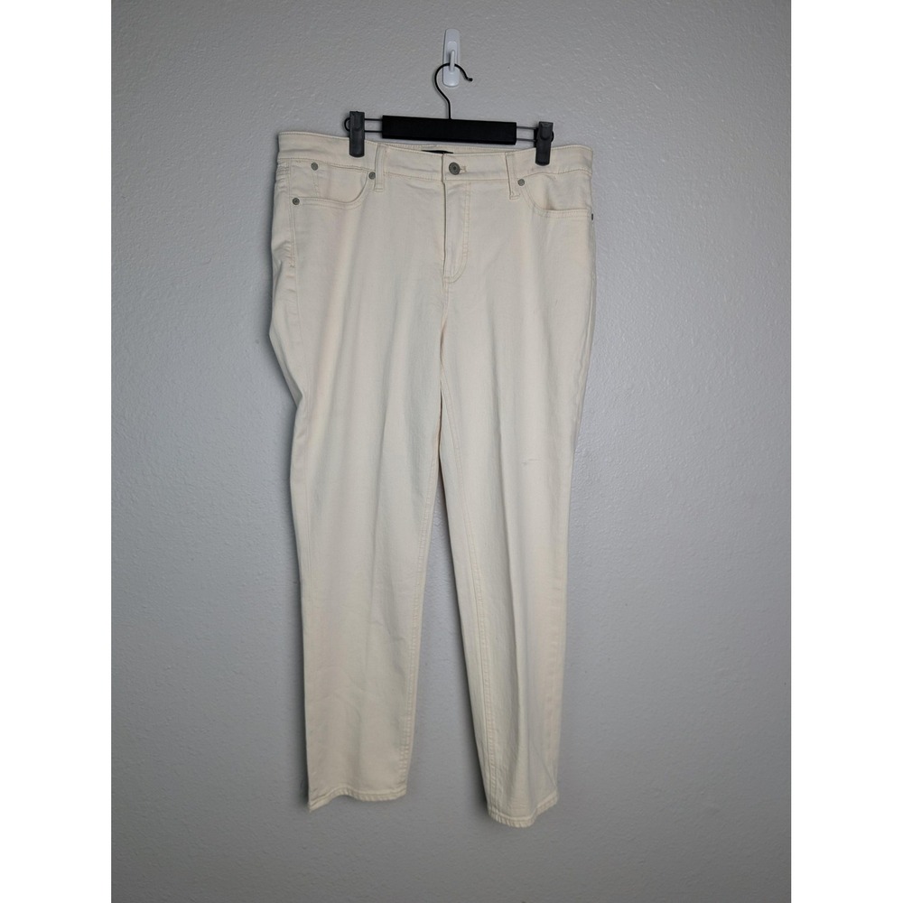 Talbots Slim Ankle Jeans Womens 12 Beige High Rise Stretch Denim Five Pocket - Picture 2 of 9